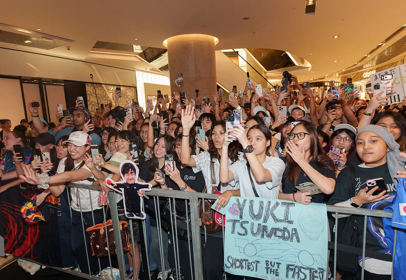 A crowd gathered at a mall takeover