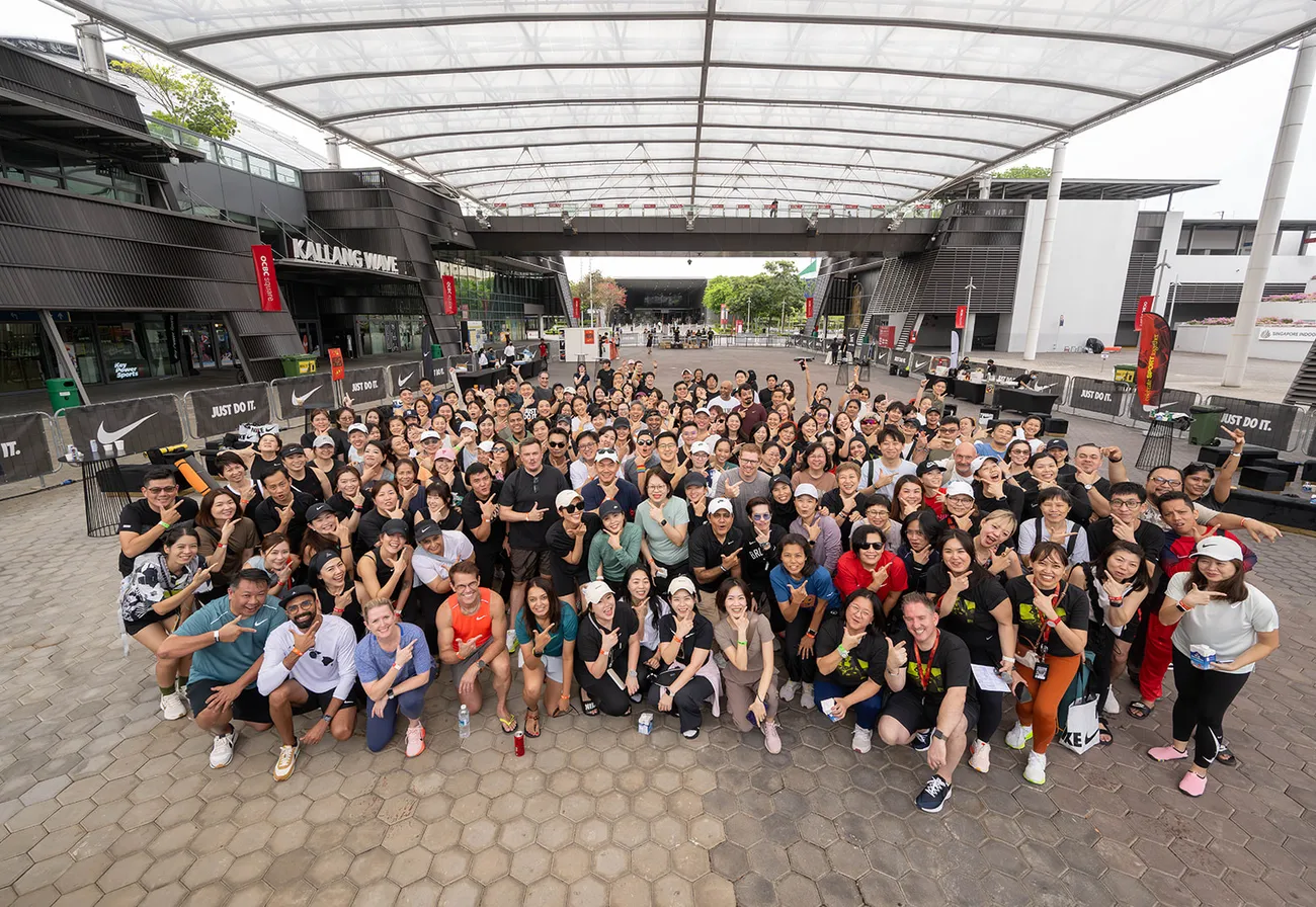 The whole company together after the day