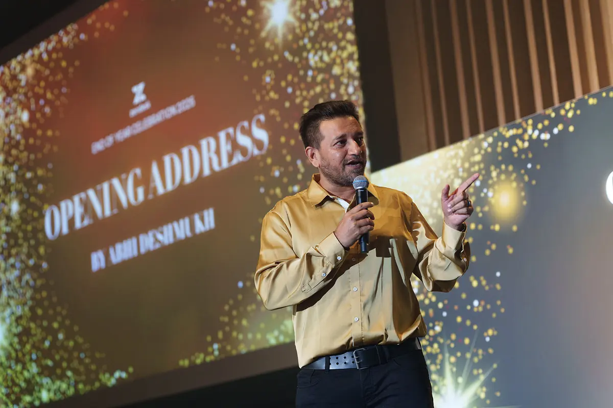 The opening address, on stage