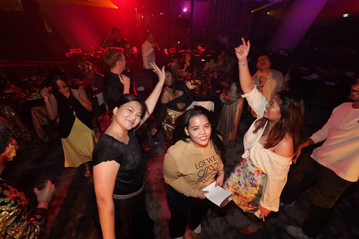 Guests dancing once the floor opened
